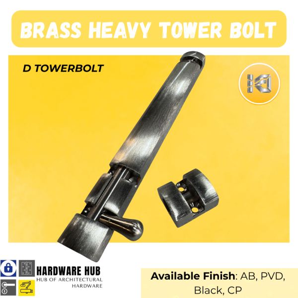 TOWER BOLT BRASS CLASSIC D DESIGN SILVER