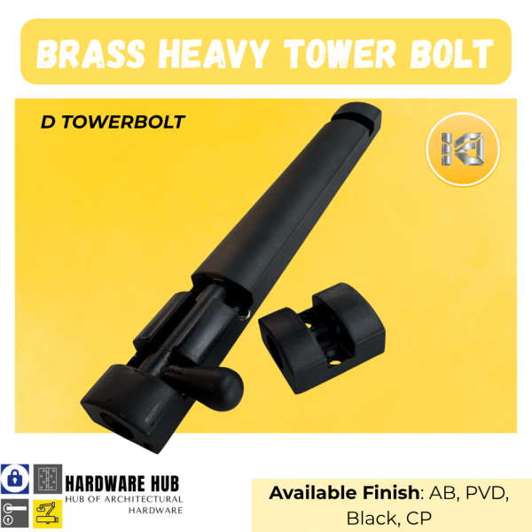 TOWER BOLT BRASS CLASSIC D DESIGN BLACK